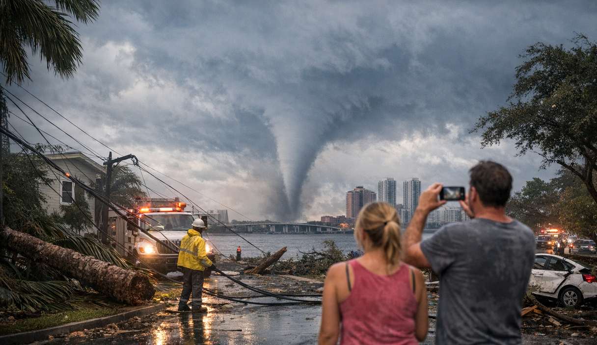 Funnel cloud spotted near Downtown Fort Myers as storms knock down trees cover image