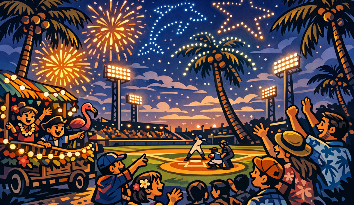 Islands Night 2026 packs baseball, a parade, and a drone show into one Fort Myers night cover image